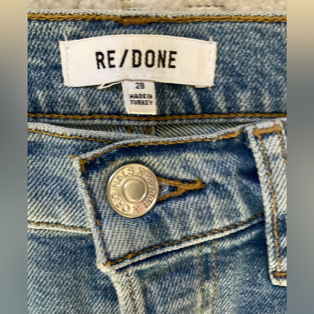 Re/Done Light Blue Distressed High Rise Jeans - Picture 3 of 7